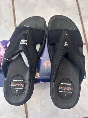 Skechers Black Tone-Ups Slip-On Sandals